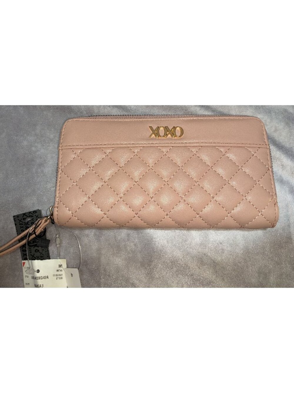 XOXO Quilted Pink Wristlet Wallet With Gold Logo & Strap
